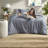 Premium 7-piece Grey Bedding Set, Polyester Comforter With Modern Woven Stripes For Home Or Dorm