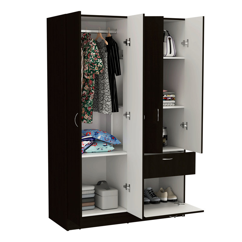 Armoire Alpes, chambre, noir / blanc