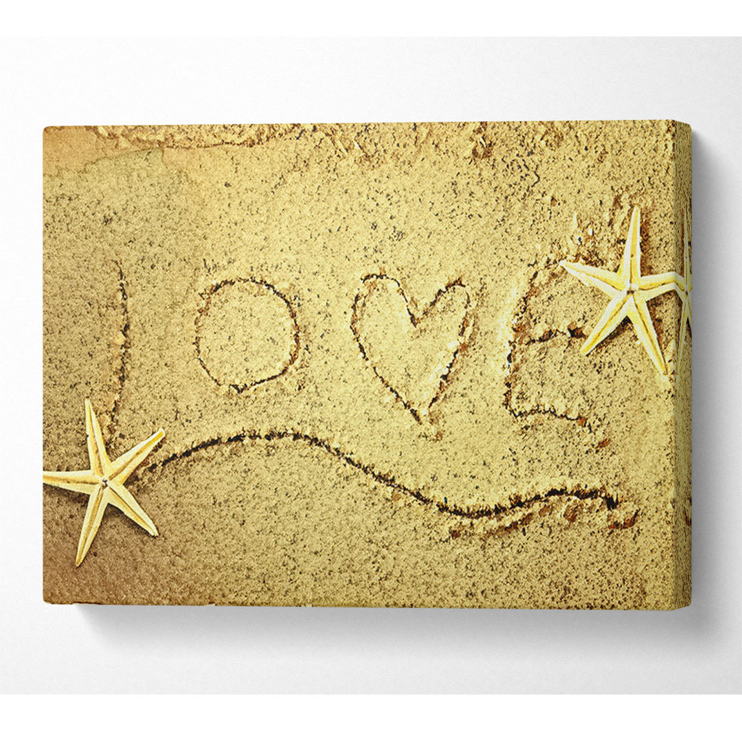 Love Message In The Sand Leinwand Aquarell