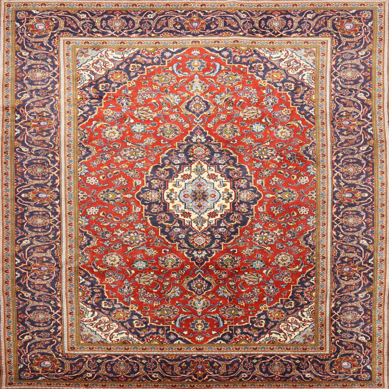 Tapis traditionnel brun / rouge Floman, Rond 3 pi