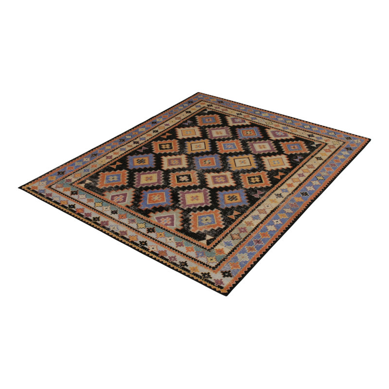 Hand-Knotted Classic Rug Diamond Beige And Blue Tribal Pattern By Rug & Kilim, Rectangle 13' x 18'