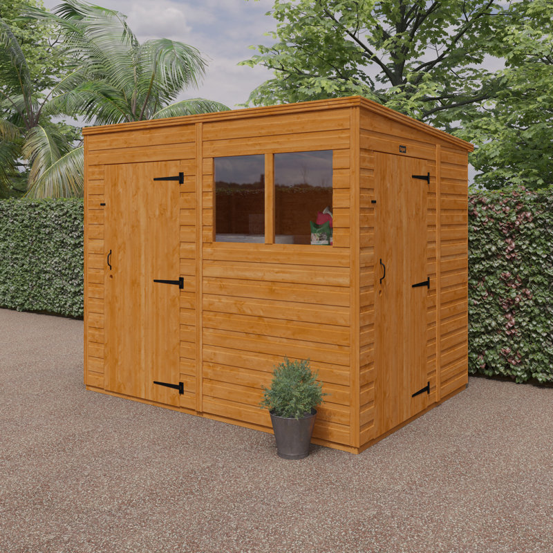 TigerFlex® Modular Buildings Solid Wood Shiplap Apex Garden Shed, 203cm H x 238cm W x 175cm D