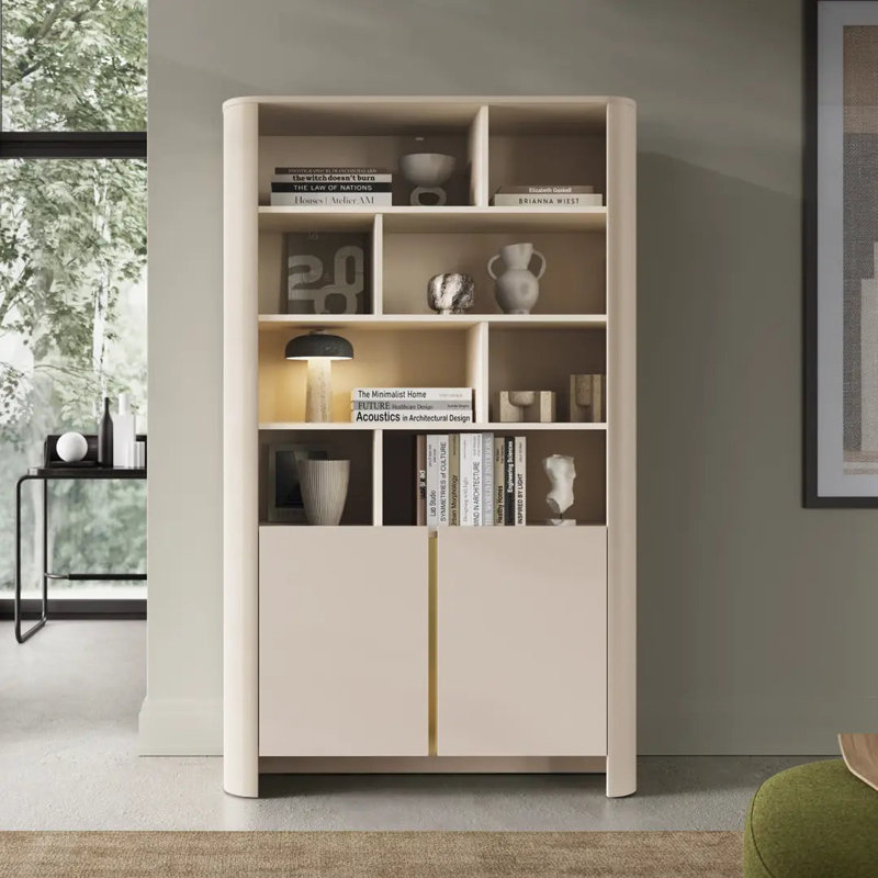 Syvia 170cm H x 103cm W Book Cabinet Bookcase, Cashmere