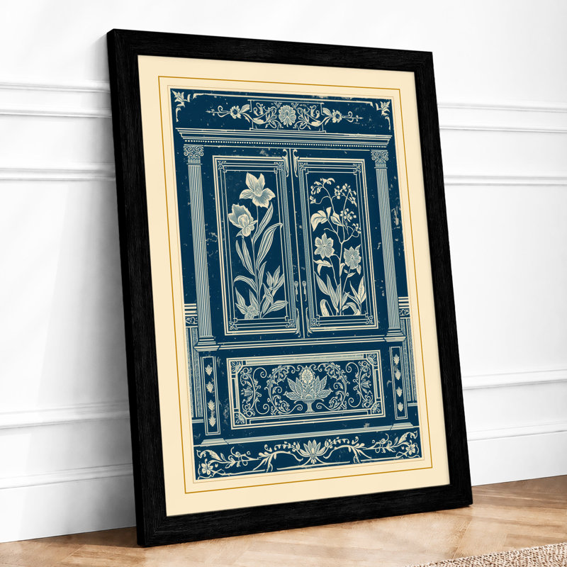 Classical Cabinet Design Botanical - Framed Print, A2 - 59.4 x 42.0 cm, Black