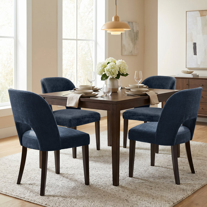 47cm H Upholstered Upholstered Back Side Chair, Blue