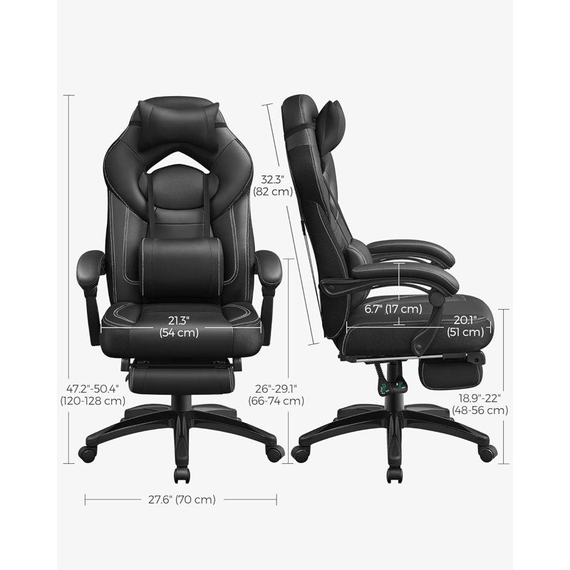17 Stories Adjustable Backrest-Height and Adjustable Height PC & Racing Game Chair in Black