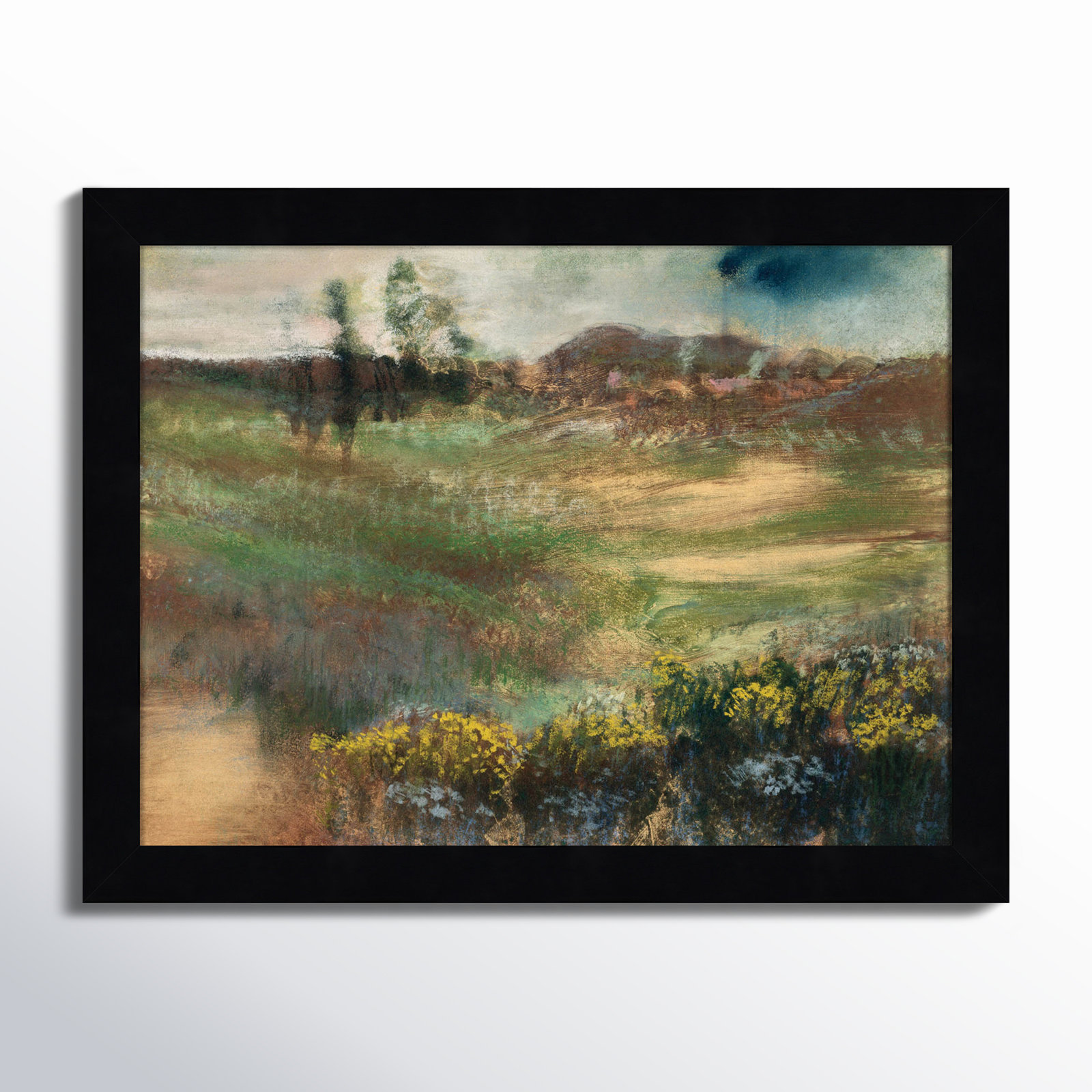 Edgar Degas's Landscape With Smokestacks Print, 10" H x 13" W, Black Framed