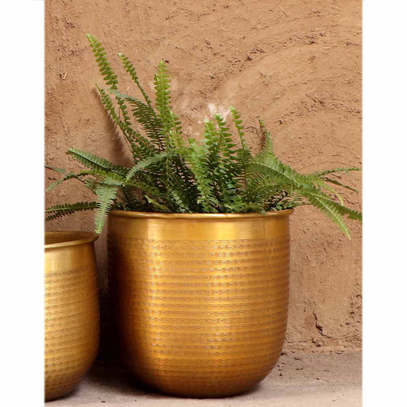 Rohoman Handmade Metal Pot Planter, 30cm H x 31cm W x 31cm D