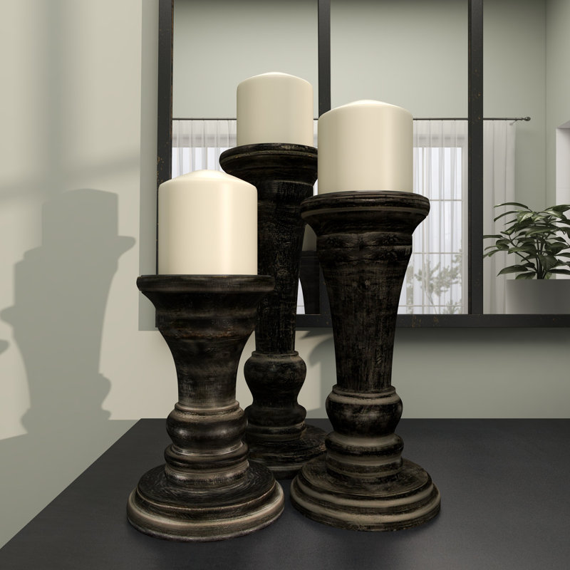 10'' H Wood Tabletop Candlestick