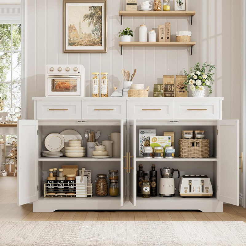 Buffet haut 60 "avec tiroirs - blanc