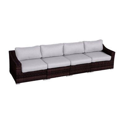 4 - Piece Outdoor Seating With Cushions, Ready To Enjoy, All Weather , Inner Frame, Fade Cushions Sectional No Assembly Needed, Cushion Covers
