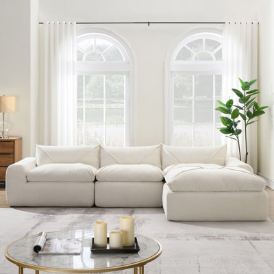 Canapé entièrement compressé avec mousse haute densité, dossier et coussin de siège intégrés, bordure décorative, combinaison libre