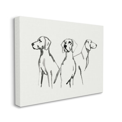 Trio de chiens, croquis d'animal noir et gris minimal