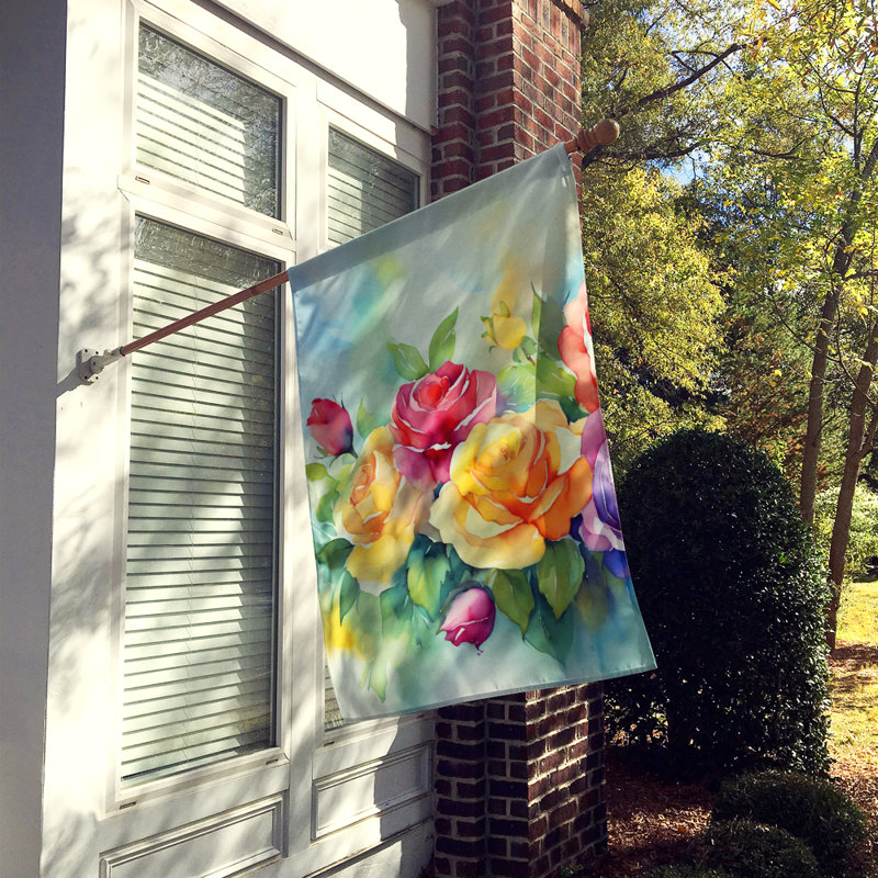 Roses dans le drapeau de la maison à l'aquarelle