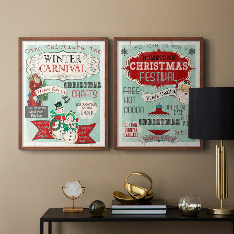 Bright Christmas Carnival - reproduction encadrée de qualité supérieure - prête à être accrochée - aucun clou requis - aucun clou requis