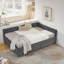 Structure de lit double capitonnée pleine grandeur avec deux tiroirs, structure de canapé-lit avec dossier confortable et accoudoirs, velours, gris (79,5 po x 58 po x 25 po)-426879933
