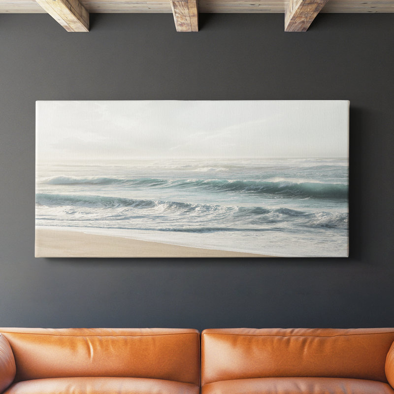 Douces vagues - Toile tendue avec châssis - Prêt à accrocher, H 20 po x l 40 po