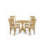 L'ensemble de table de cuisine 5 pièces pour 4 personnes comprend une table de salle à manger ronde avec Dropleaf et 4 chaises de salle à manger en tissu de lin, chêne-2076179833