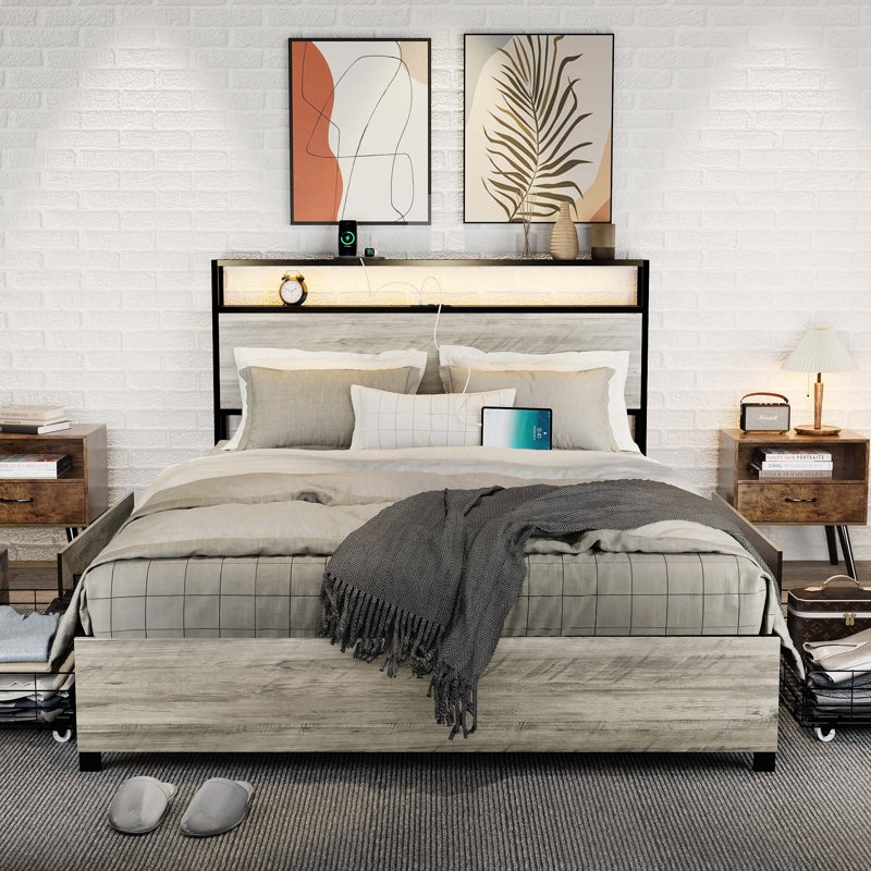 Dark Grey Queen Bed