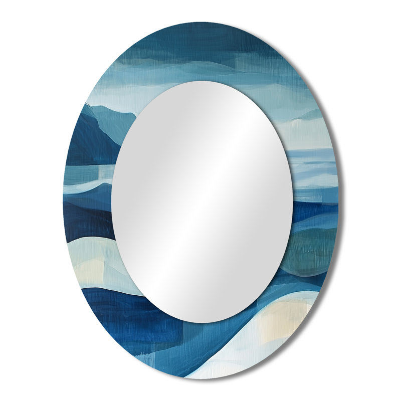 Miroir mural moderne bleu et bleu, 43 po x 33 po