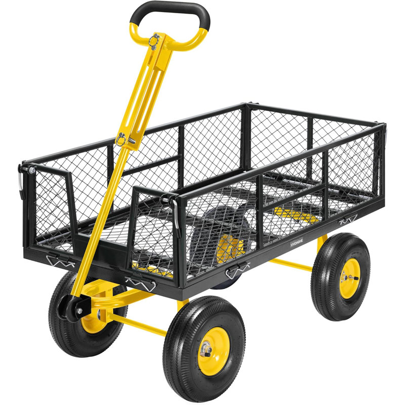 Chariot de jardin en acier robuste d'une capacité de 900 lb, Noir, noir, noir, noir