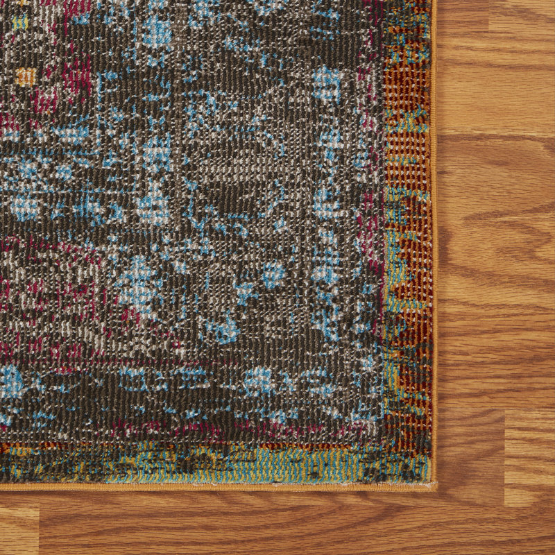 Tapis d'intérieur tissé à la machine bleu / beige
