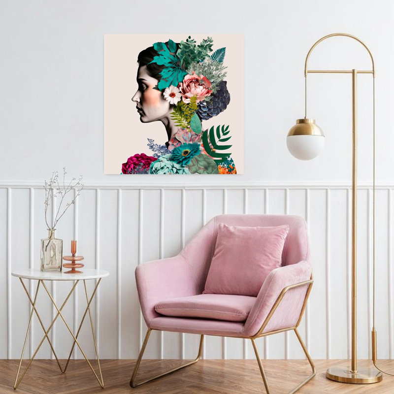 Art floral contemporain urbain à profil floral, H 32 po x l 32 po