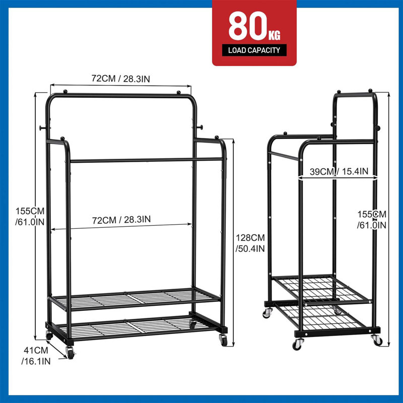 Bonville 72cm Rolling Clothing Rack