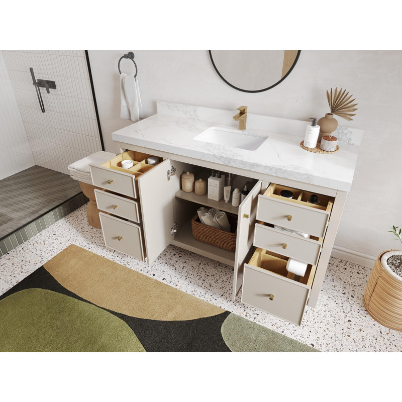 Meuble-lavabo simple 60 po avec plateau Chicago, Blanc