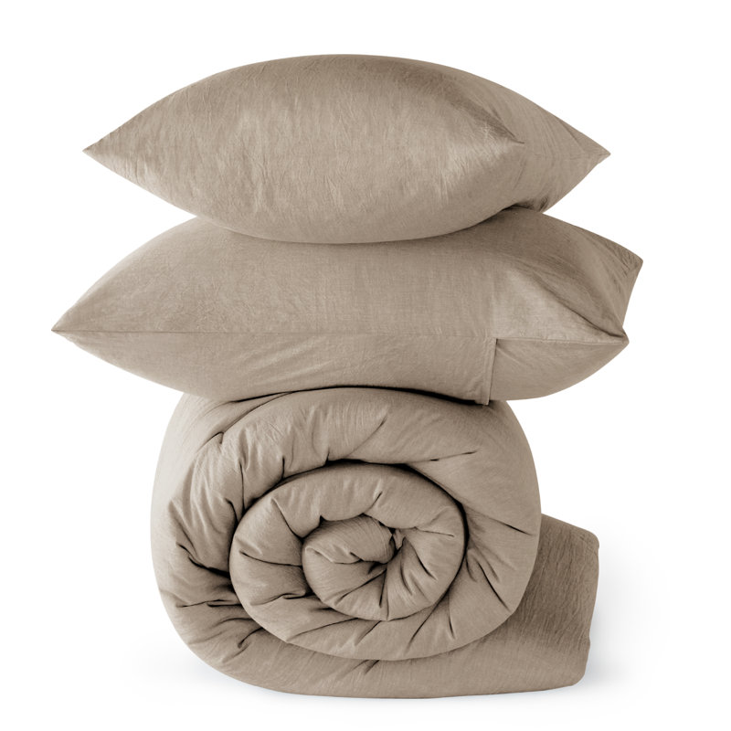 Best Seller Bedsure Cotton Fabric With Microfiber Inner Fill Comforter Set, 143TC, Queen Comforter with 2 Pillowcases, Taupe