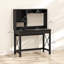 Bureau d'ordinateur avec rangement, table d'étude avec huche, tablettes, noir