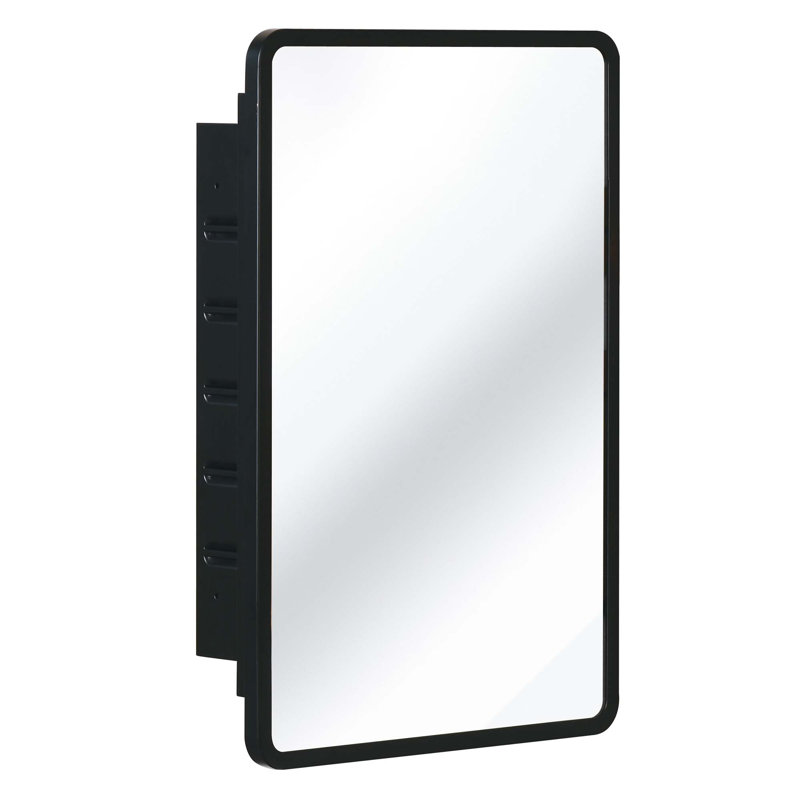 Armoire à pharmacie murale ou miroir encastrée noire, H 24 po x l 16 po x P 5,12 po