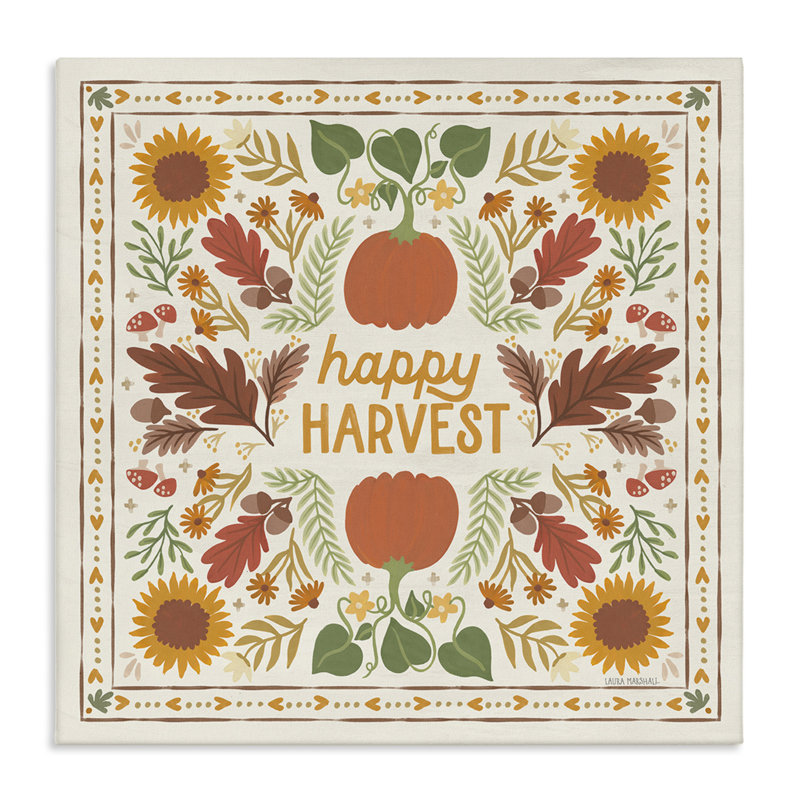«Happy Harvest», art mural sur toile par Laura Marshall, H 17 po x l 17 po