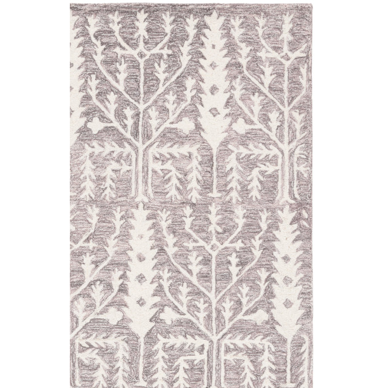Jardin 852 Hand Tufted Wool/Cotton Vintage Look Rug in Purple/Ivory, Rectangle 4' x 6'