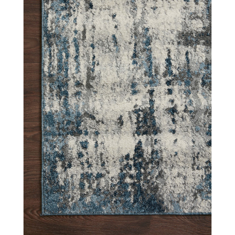 Bergulv Gray/Blue Area Rug, Rectangle 6'7" x 9'2"