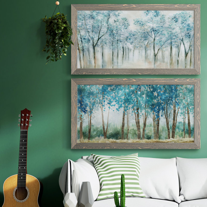 " Spring Blue " 2 - Pieces, Grey Framed Print