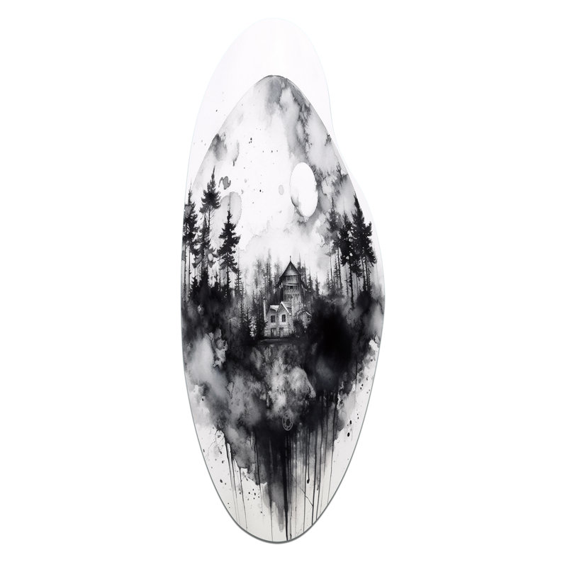 Art mural asymétrique en métal Cabin Solitude, H 30 po x l 11 po x P 1 po