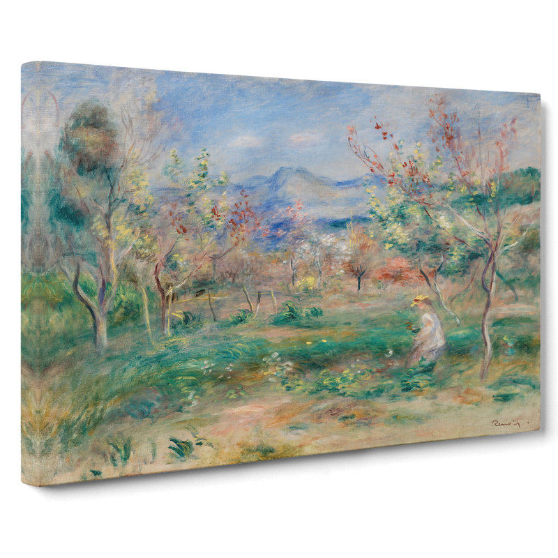 Girl In A Landscape by Pierre-Auguste Renoir - Wrapped Canvas Painting, 40cm H x 60cm W x 3cm D