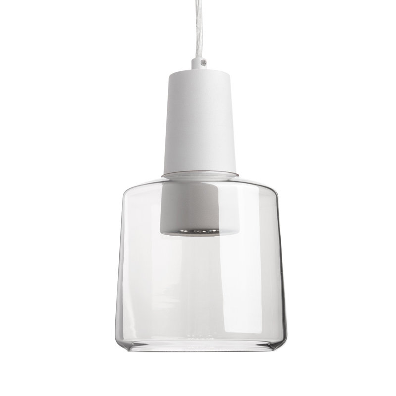 Luminaire suspendu cylindrique, Blanc, Transparent / clair