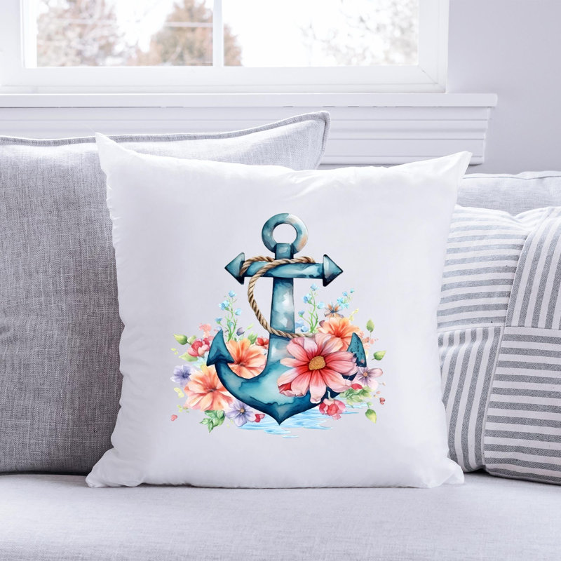 Nautical Sea Life_214 - Coussin décoratif avec coussin décoratif, H 20 po x l 20 po