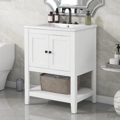 Lavabo de salle de bain moderne élégant en céramique 24 po