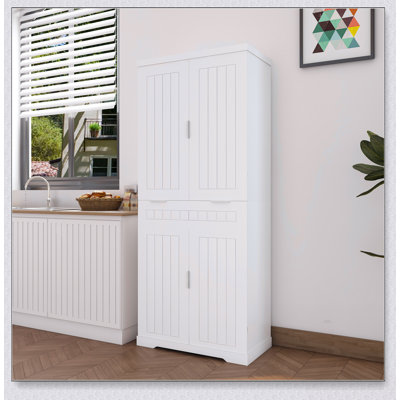 Garde-manger autoportant avec tiroir, 2 armoires, 6 tablettes de porte et tablettes réglables pour un rangement polyvalent et un style campagnard
