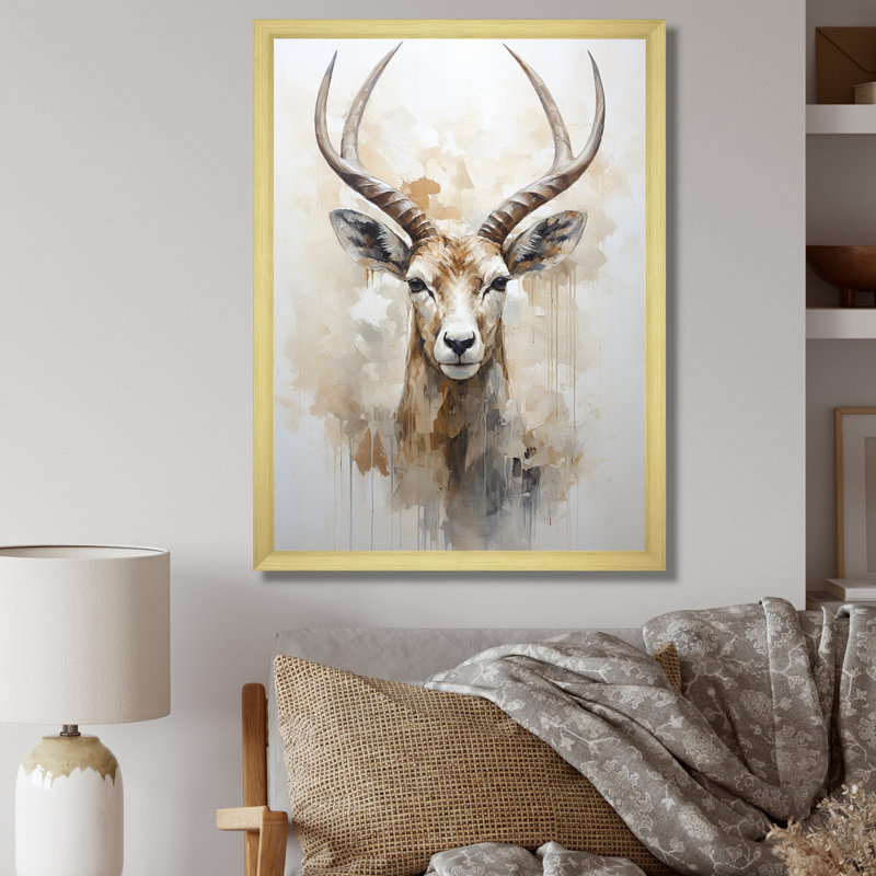 Minimalisme antilope Ibex I, H 32 po x l 24 po x P 1 po, Cadre doré simple