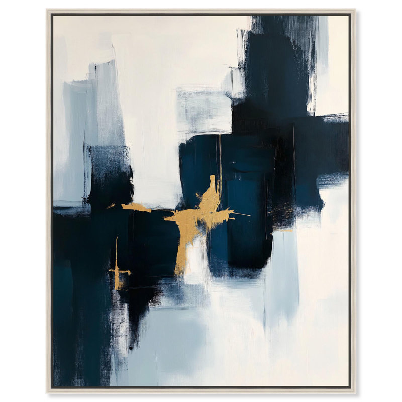 «Abstract Tides Blue Abstracts» par Art Remedy, H 21 po x l 17 po, Encadrement argenté