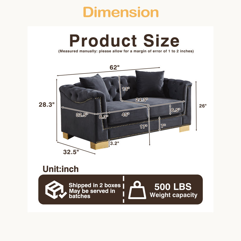 Canapé Chesterfield, Noir / Bleu