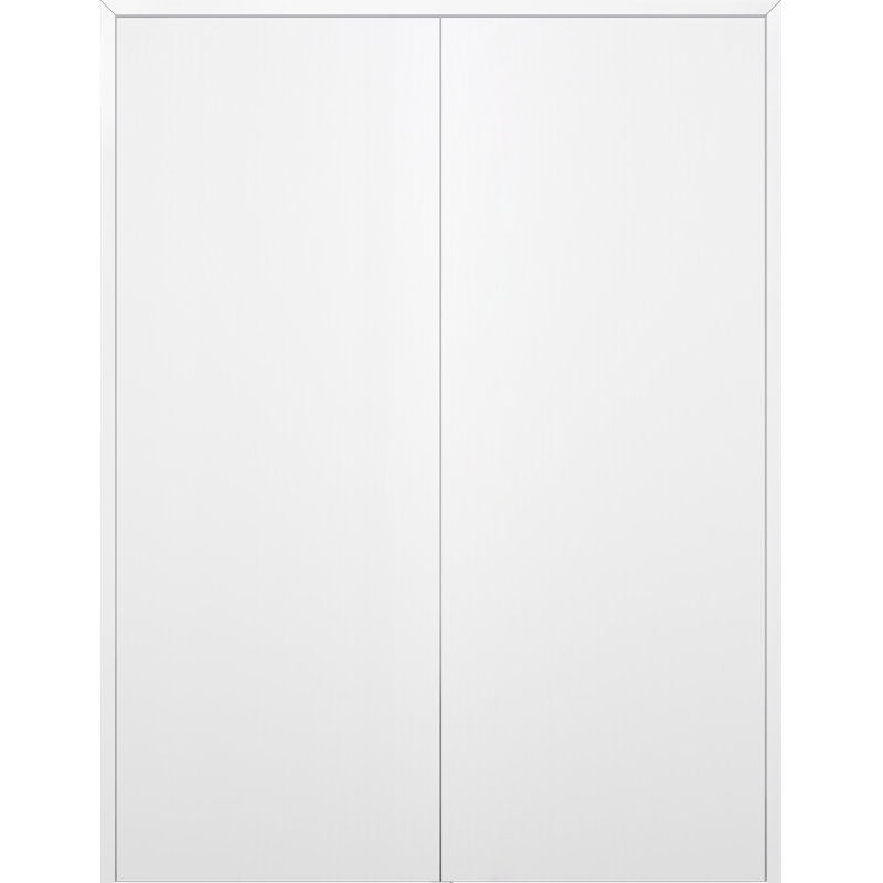 Porte double à panneaux en bois manufacturé Optima, L 55,5 po x H 79,37 po, Blanc neige, Réversible