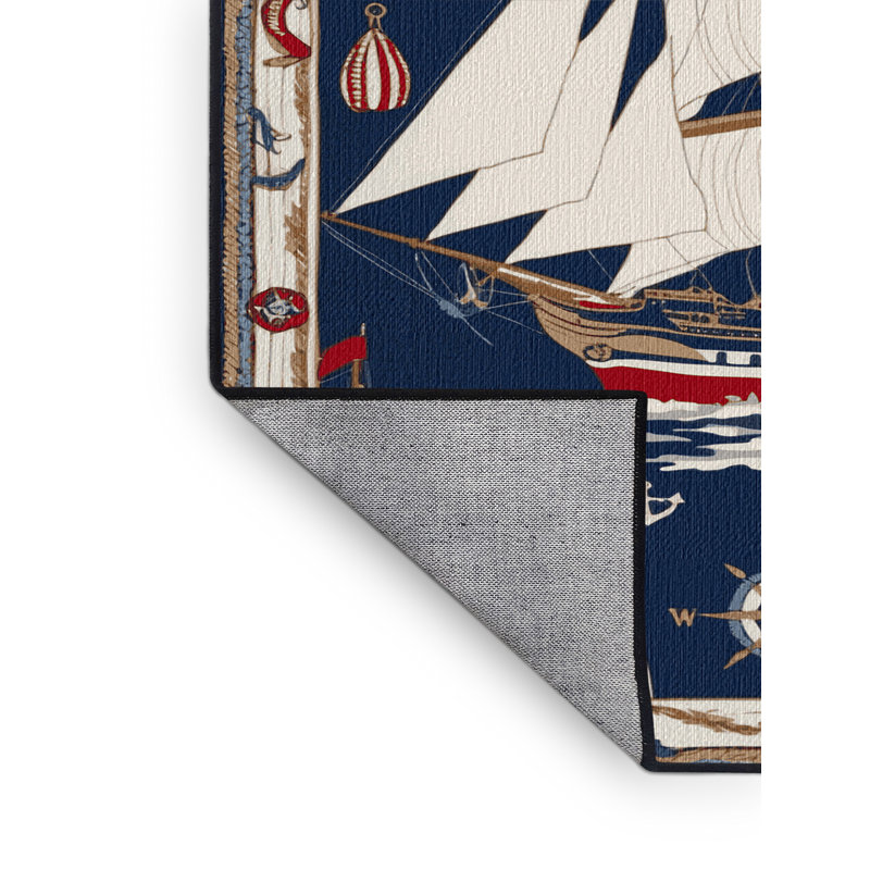  Washable Tall ships Nautical Area Rug, Rectangle de 5 pi x 8 pi