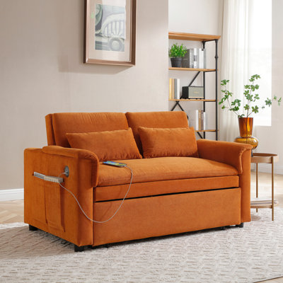 Velvet Two Seater Pull Out Sofa Bed