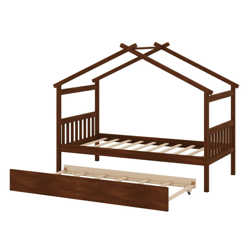 Lit en bois avec couchette, Noyer