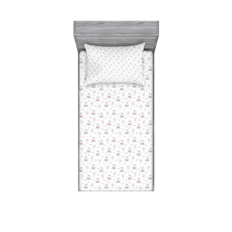 Microfiber Sheet Set, Twin Sheet Set + Fitted Sheet + 2 Pillowcases, Cats